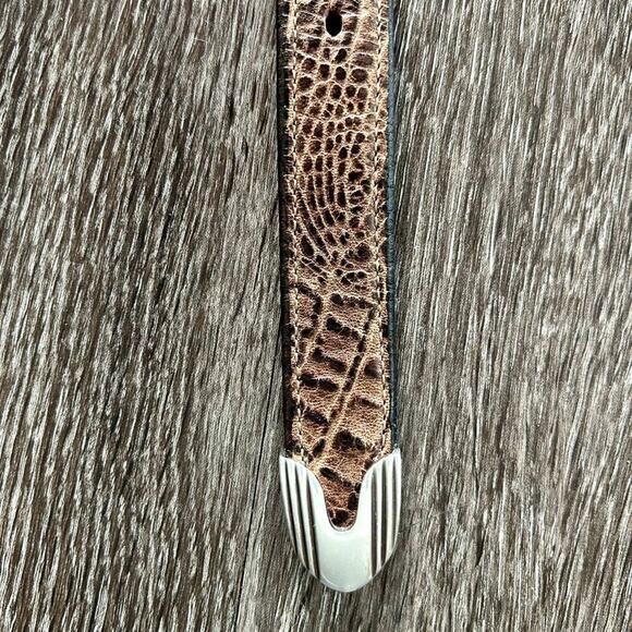 James Culver Handmade Leather Belt Brown Exotic Silver Tone Western Vintage main image 6